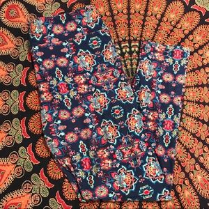 LuLaRoe TC Blue Flower Pattern Leggings